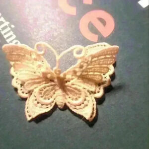 Fabric  crochet butterfly brooche